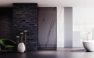 Душевая перегородка Veconi Korato KR-81BT, 900x2000, черный матовый, стекло тонированное